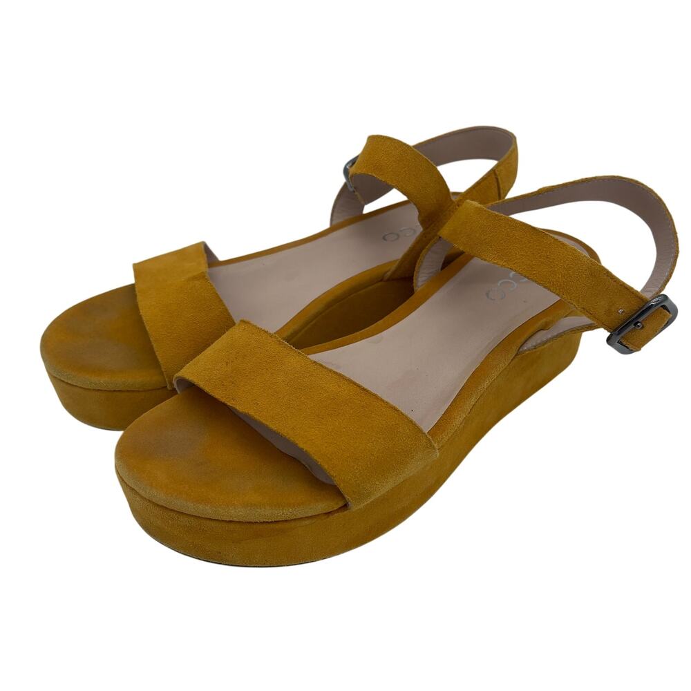 ECCO Womens Elevate Plateau Sandal US 8 EU 39 Amber Suede Ankle Strap Flatform